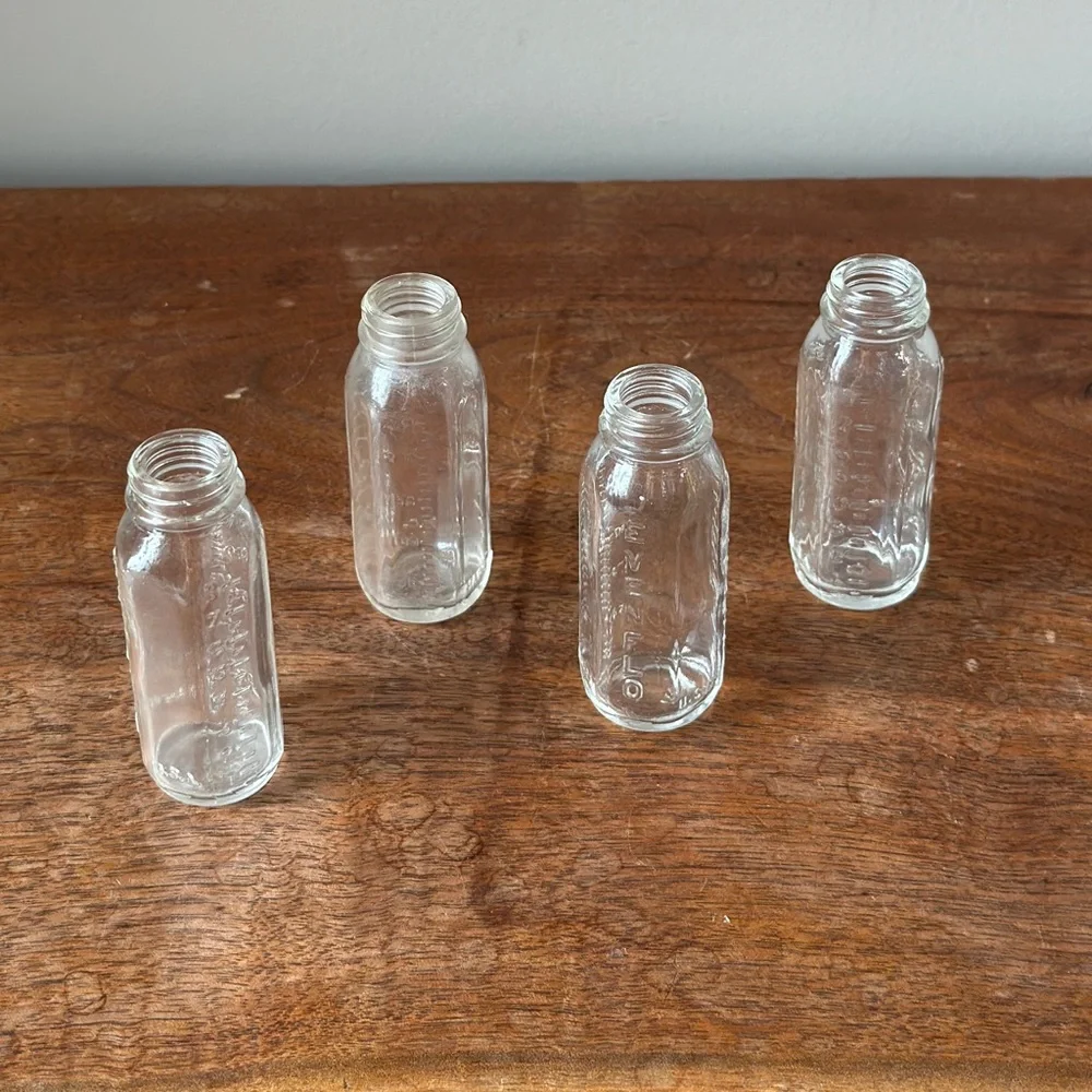 Vintage Glass Bottles Evenflow Baby Doll Accessories Glass Propagation Set of 4